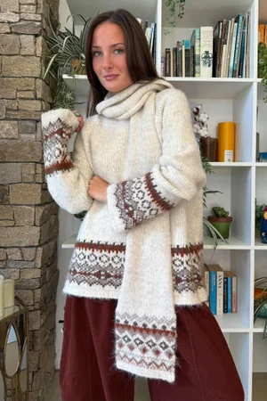 Moorland Fair Isle Scarf Oatmeal